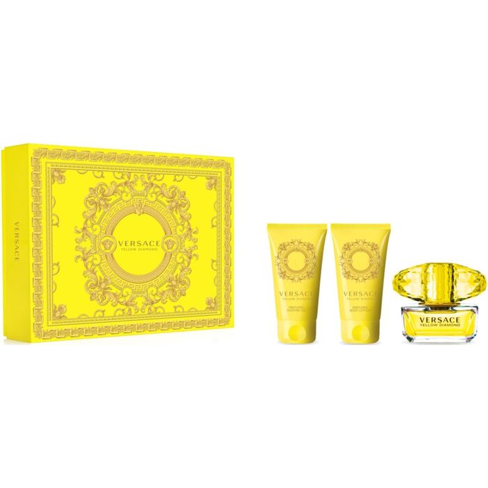 Versace Yellow Diamonds dāvanu komplekts EDT 50 ml dušas želeja 50 ml Yellow Diamonds un Yellow Diamonds ķermeņa losjons 50 ml sievietēm