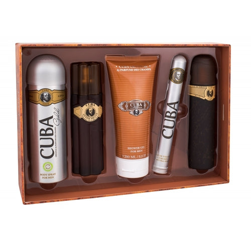 Cuba Must Have Gold dovanų rinkinys EDT 100 ml, 35 ml EDT, After Shave 100 ml dušo gelis 200 ml ir 200 ml dezodorantas