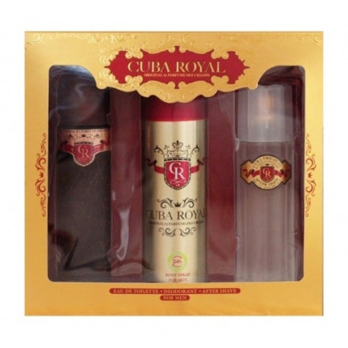Cuba Cuba Royal dāvanu komplekts 100 ml EDT, pēc skūšanās (pēc skūšanās) Royal 100 ml un 200 ml Royal izsmidzināms dezodorants vīriešiem