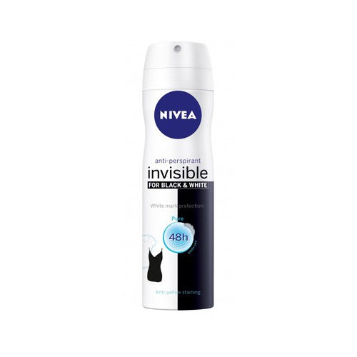 Nivea Nematomas juodai ir Baltas grynas antiperspirantas (150ml) Moterims