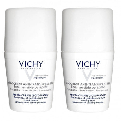 Vichy Deodorant pretsviedru līdzeklis 48h (2 gab.) - Roll-on 48h dezodorants jutīgai un kairinātai ādai (50ml) Sievietēm