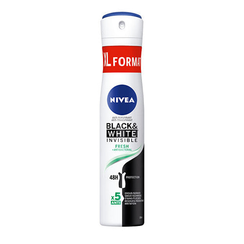 Nivea Juoda ir White Invisible Fresh antiperspirantas – purškiklis nuo prakaitavimo (200ml) Moterims