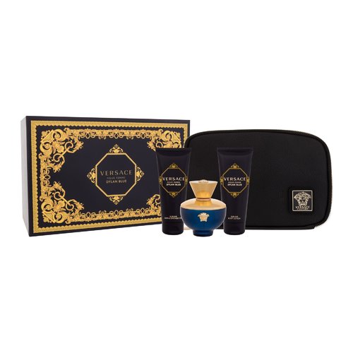 Versace Dylan Blue pour Femme dāvanu komplekts EDP 100 ml, ķermeņa losjons 100 ml, dušas želeja 100 ml un kosmētikas komplekts sievietēm