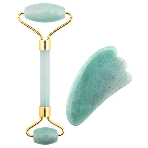 Palsar 7 Guasha Jadeite (zaļais aventurīna nefrīta veltnis un Gua Sha) komplekts sievietēm