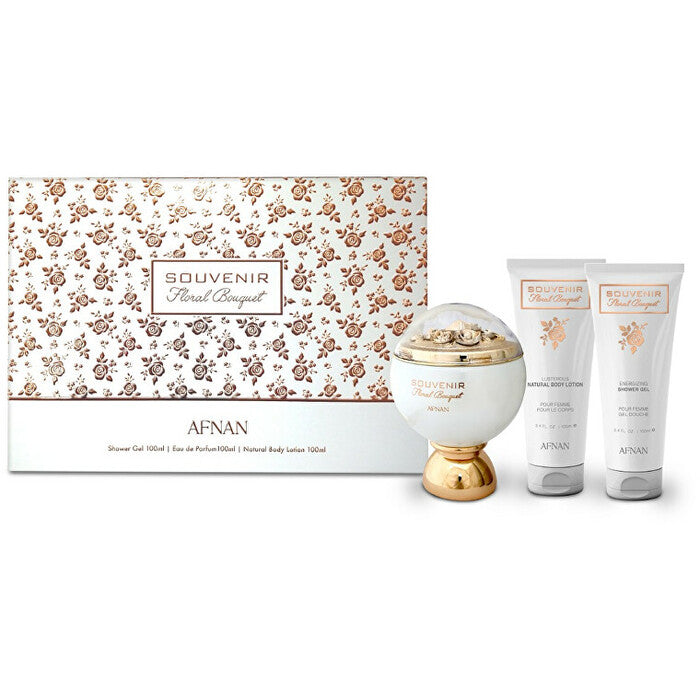 Afnan Souvenir Floral Bouquet dovanų rinkinys EDP 100 ml, dušo želė 100 ml ir kūno losjonas 100 ml Moterims