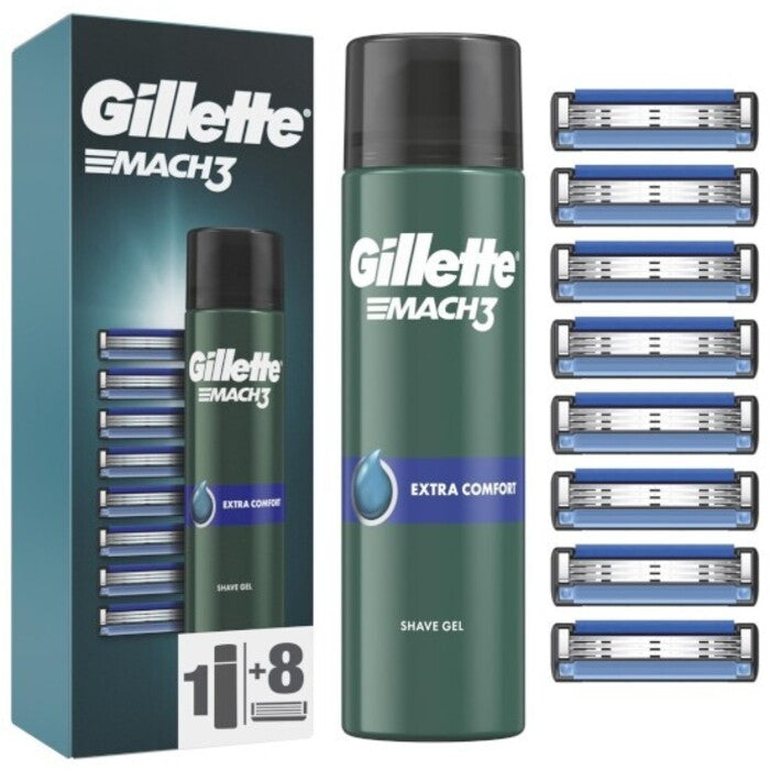 Gillette Gillette Mach3 Extra Comfort skūšanās želejas komplekts (8 gab.) (200ml) Vīriešiem