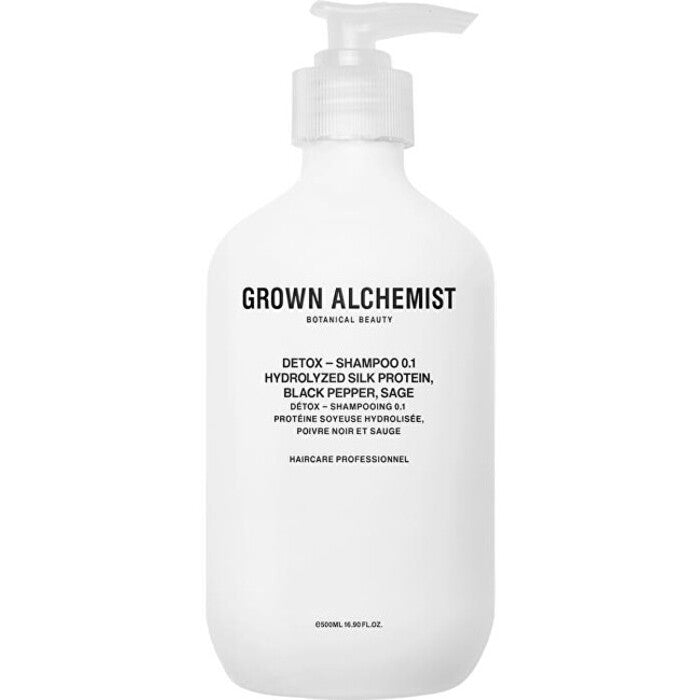 Grown Alchemist hidrolizēts zīda proteīns, likopēns, salvijas detoksikācijas šampūns (200 ml) sievietēm