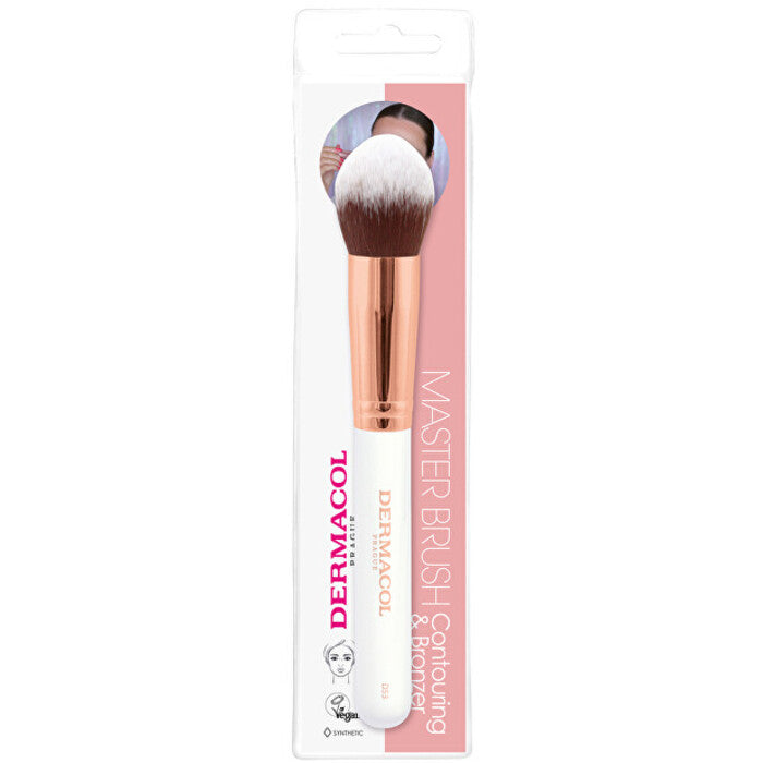 Dermacol Rose Gold D53 šepetėlis - kosmetinis šepetėlis pudrai ir kontūravimui su dėklu