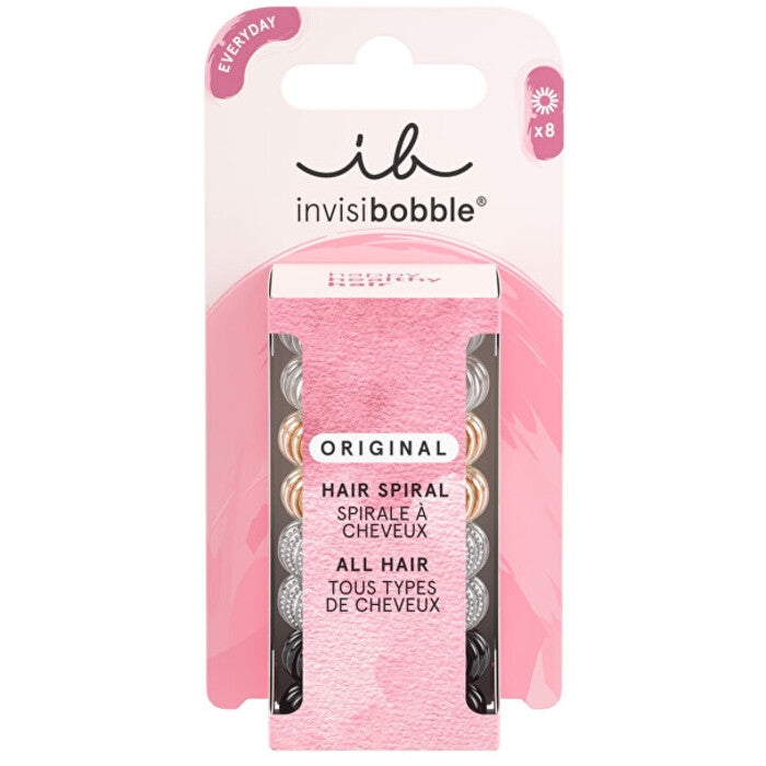 „Invisibobble Original Clear Black Metallic“ plaukų juostelės (8 vnt.)