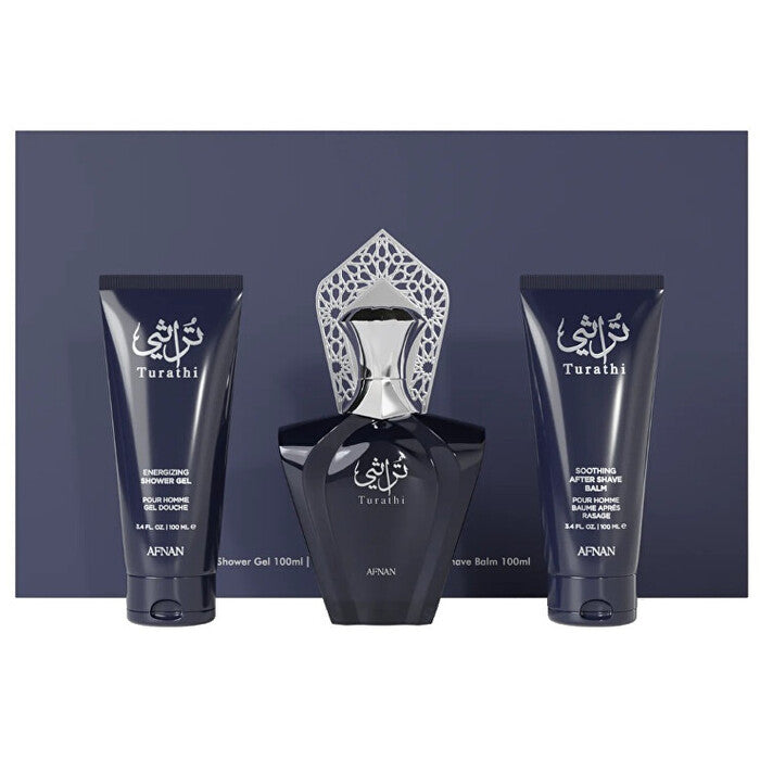 Afnan Turathi Blue dovanų rinkinys EDP 90 ml, po skutimosi balzamas 100 ml ir dušo gelis 100 ml