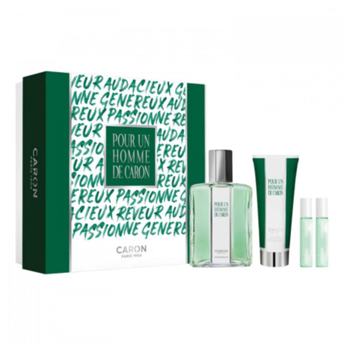 Caron Pour un Homme de Caron dovanų rinkinys EDT 125 ml, dušo gelis 75 ml, mini Le Matin EDT 5 ml ir mini Le Soir EDP 5 ml