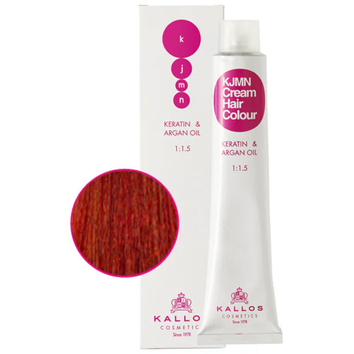 Kallos KJMN kreminės plaukų spalvos keratinas ir Argano aliejus 100 ml (8.34I Intense Copper Red) Moterims