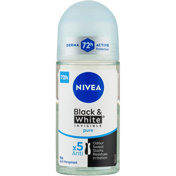 Nivea Black & White Invisible Pure 72h - Roll-on antiperspirantas (50ml) Moterims