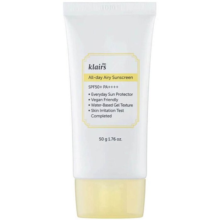 Cienījamie, Klairs All Day Airy sauļošanās krēms SPF 50+ PA++++ - viegls aizsargājošs gēls-krēms (50,0g) sievietēm