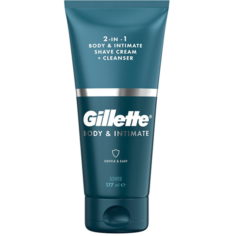 Gillette Taškai & Intymus kūnas & Intymus skutimosi kremas + valiklis – prausimosi emulsija ir skutimosi priemonė 2 viename 177ml