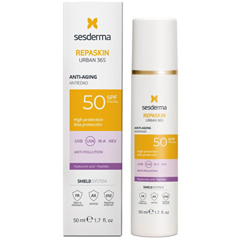Sesderma Repaskin Urban 365 Senėjimą stabdantis veido kremas nuo saulės SPF 50 – veido kremas nuo saulės su senėjimą stabdančiu poveikiu 50ml
