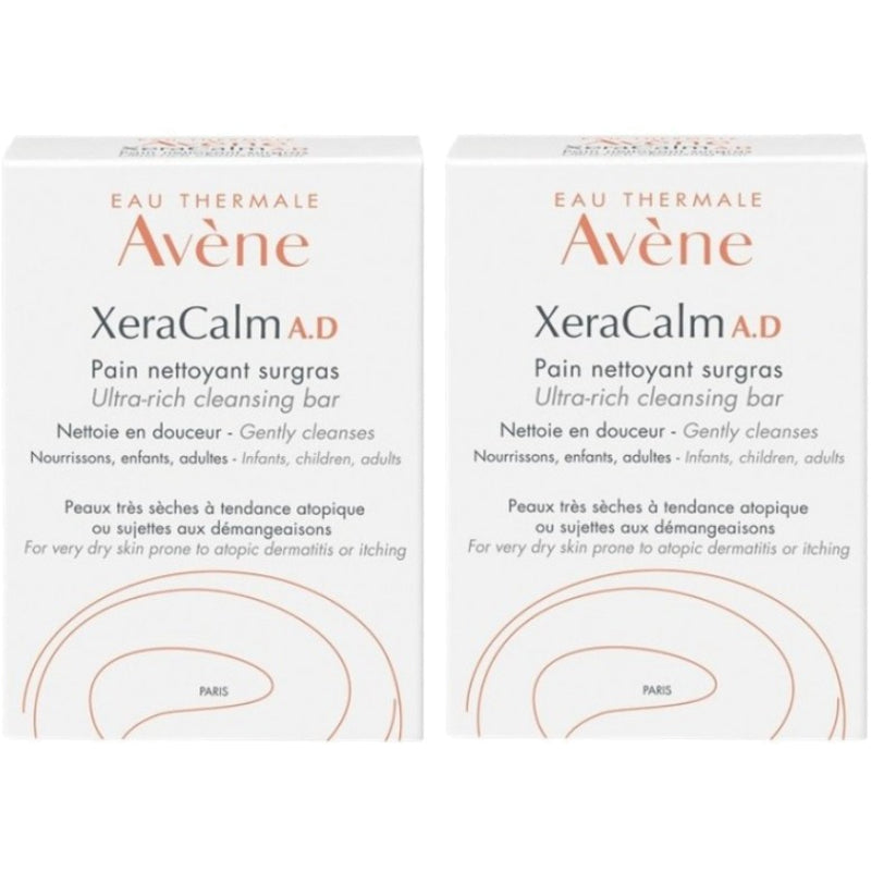 Avène „XéraCalm“ muilo gabalėlis, dviejų dalių pakuotė – maitinamųjų muilų rinkinys labai sausai ir atopinei odai.