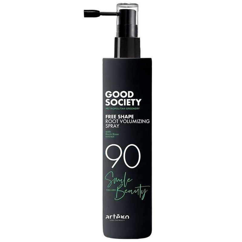 „Artègo Good Society 90 Free Shape Root Volumizing Spray“ – apimtį suteikiantis purškiklis, suteikiantis apimties ir formos.