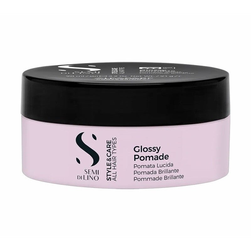 Alfaparf Milano Semi Di Lino Style&Care Glossy Pomade – Formuojanti vaško pomada, skirta ištiesinti ir modeliuoti blizgančią šukuoseną