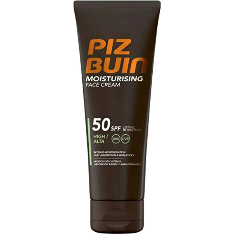 PIZ BUIN SPF 50+ drėkinamasis veido kremas – drėkinamasis apsauginis kremas nuo saulės veidui