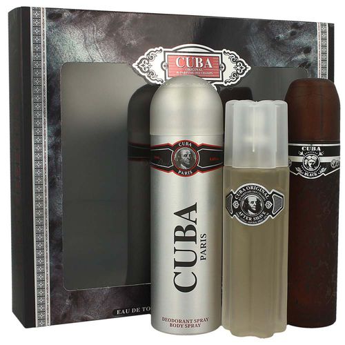 Cuba Cuba Black Gift Set 100 ml EDT, After Shave Cuba Black 100 ml and deospray Cuba Black 200 ml