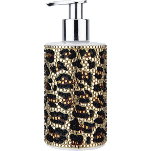 Vivian Gray leopard-shaped soap dispenser on a golden background