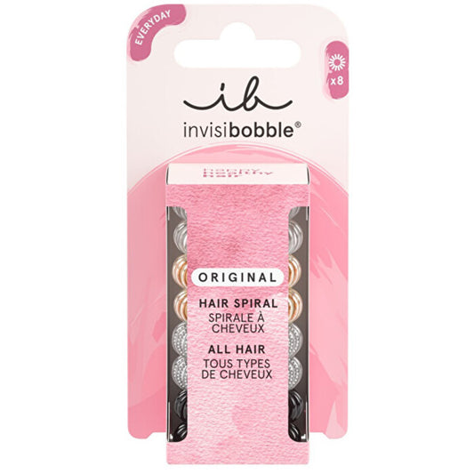 „Invisibobble Original Clear Black Metallic“ plaukų juostelės (8 vnt.)