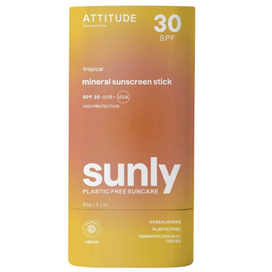 Attitude „Tropical Sunly Mineral Sunscreen Stick SPF 30“ – mineralinis apsauginis kūno pieštukas