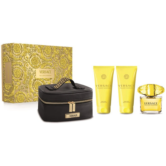 Versace Yellow Diamond dāvanu komplekts EDT 90 ml, ķermeņa losjons 100 ml, dušas želeja 100 ml un kosmētikas komplekts sievietēm