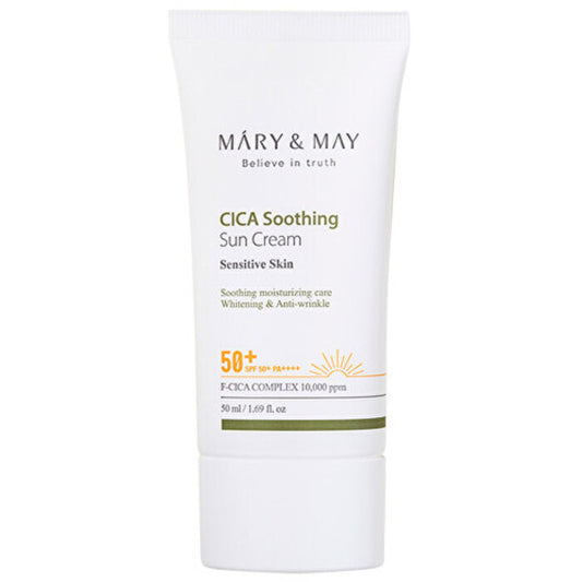 MARY un MAY CICA nomierinošs sauļošanās krēms SPF 50+ – sejas sauļošanās krēms (50 ml) sievietēm