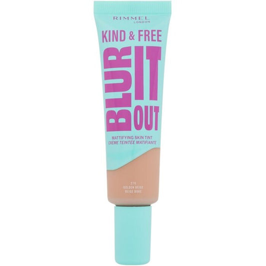 Rimmel Kind & Free Blur It Out matinis odos atspalvis – lengvas matinis makiažas mišriai ir riebiai odai 30 ml 163 Golden Vanilla Moterims