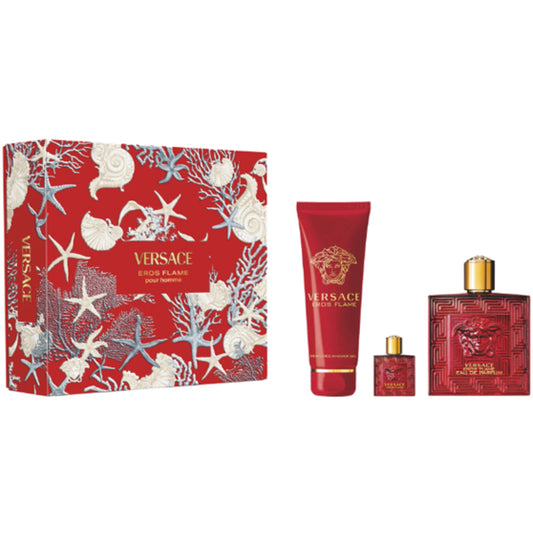 Versace Eros Flame Dovanų Rinkinys EDP 100 ml, dušo gelis 150 ml ir mini EDP 5 ml