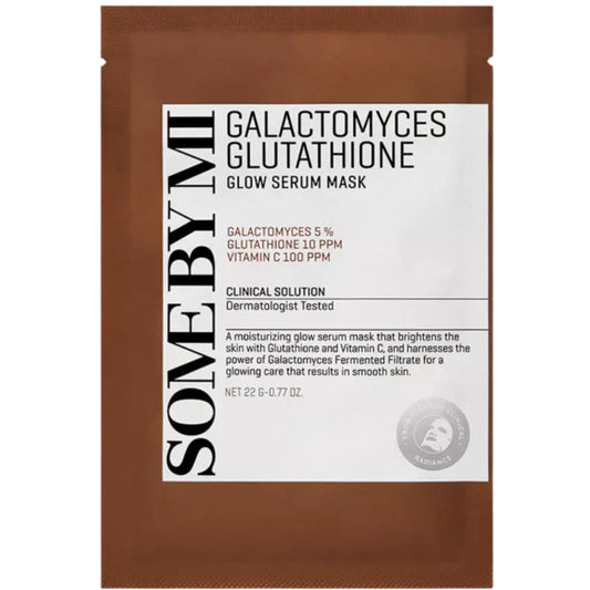 „Some By Mi GALACTOMYCES GLUTATHIONE Glow Serum Mask“ – skaistinamoji lakštinė kaukė jautriai ir sausai odai.
