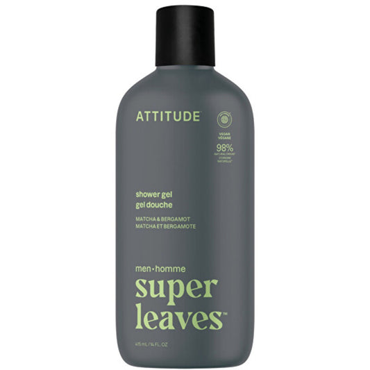Attitude „Super Leaves“ mačos ir bergamotės dušo želė – vyriškas dušo želė