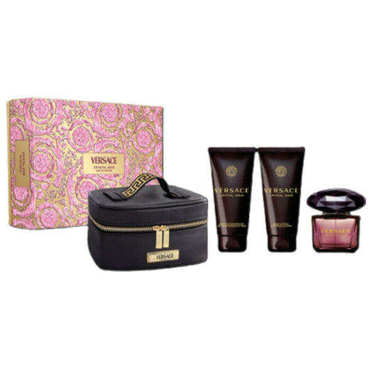 Versace Crystal Noir Dovanų Rinkinys EDP 90, dušo gelis 100 ml, Kūno losjonas 100 ml ir kosmetinė