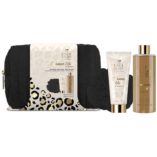 „Luxury Bathing Company“ kūno priežiūros dovanų rinkinys kosmetinėje (kašmyras, muskusas ir gintaras)
