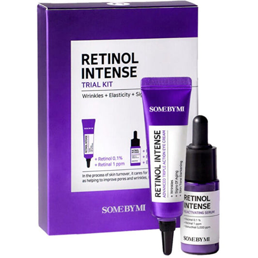 „Some By Mi Retinol Intense Set“ – raukšles mažinančios priežiūros dovanų rinkinys su retinoliu.