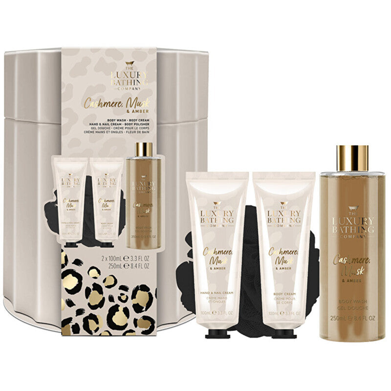 „Luxury Bathing Company“ kūno priežiūros dovanų dėžutė skardinėje dėžutėje (kašmyras, muskusas ir gintaras)