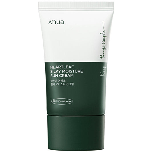 Anua „Heartleaf Silky Moisture Sun Screen SPF 50+“ – drėkinamasis veido apsaugos nuo saulės kremas