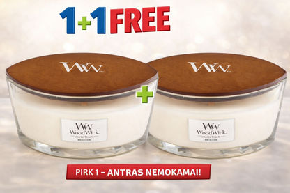 WoodWick baltā tīkkoka kuģis - aromātiskā svece 453.6g